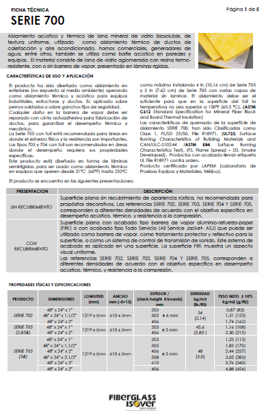 FIBRA DE VIDRIO SERIE 700 C